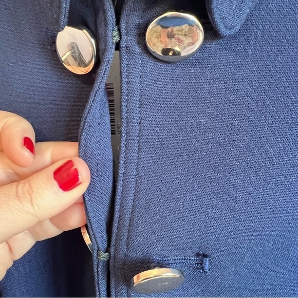 CHICOS NWT Long Sleeve Navy and Gold Military Structured Jacket Size 1 Medium - Picture 6 of 15